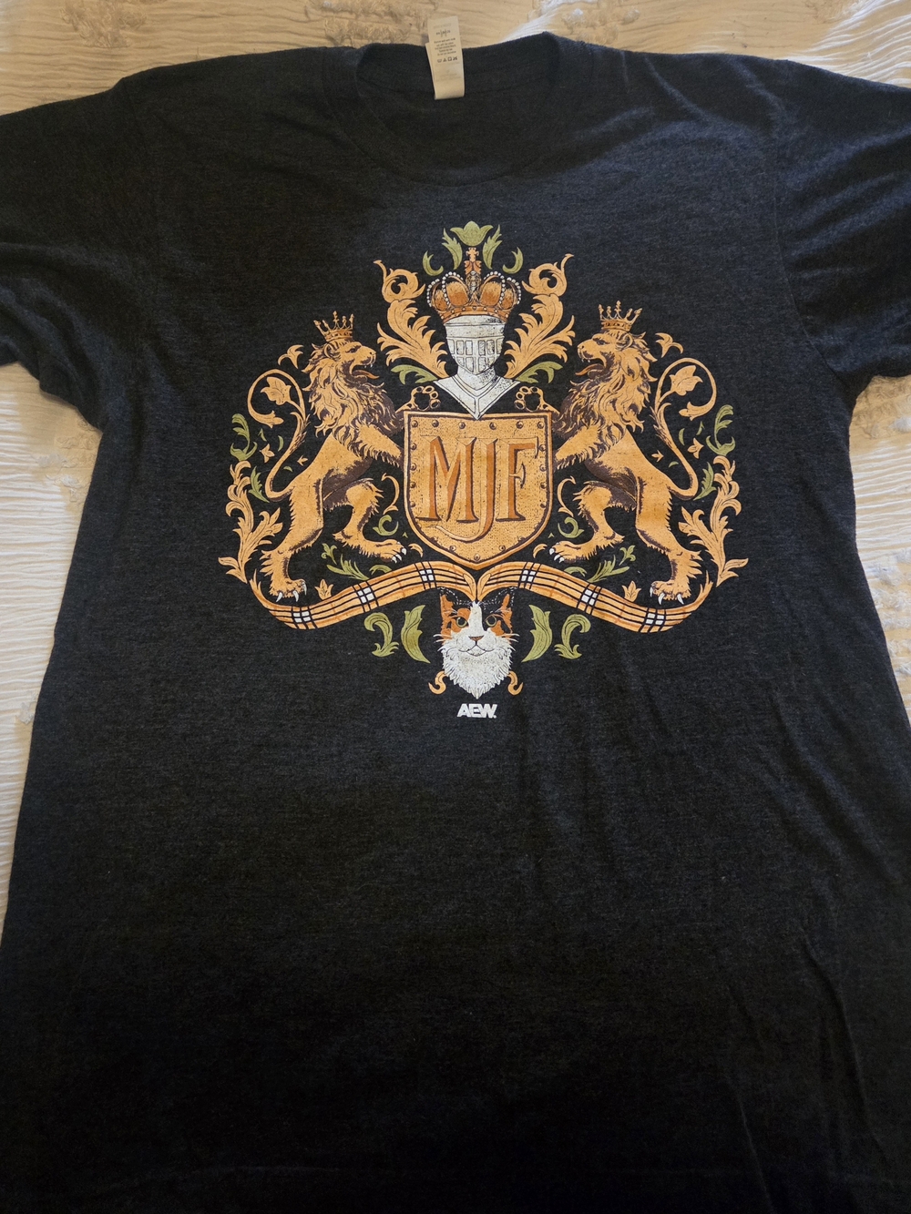 AEW RARE Mens MJF Crest Short Sleeve Tee With Cat Graphic